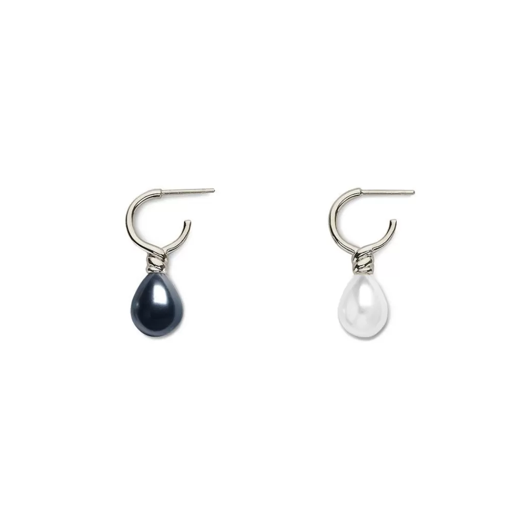 Sale Venus Pearl Silver Drop Earrings, Black/White Earrings