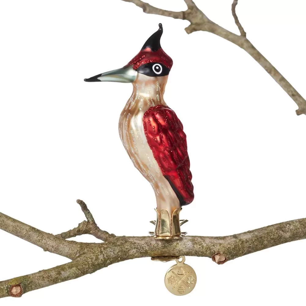 Hot Woodpecker Glass Ornament Ornaments